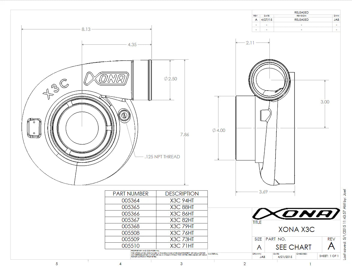 Turbocompresor Xona Rotor 10569s 1.100HP